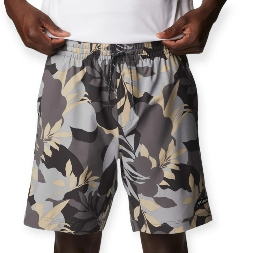 NWT Columbia Men's Summertide Stretch Printed Short, City Grey Floriated, XL